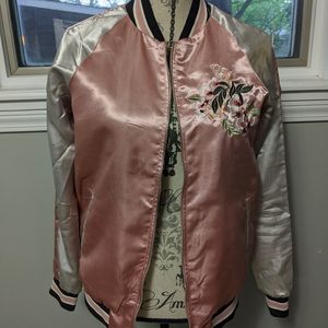 Size Small Haute Monde Satin Pink Letterman Jacket
